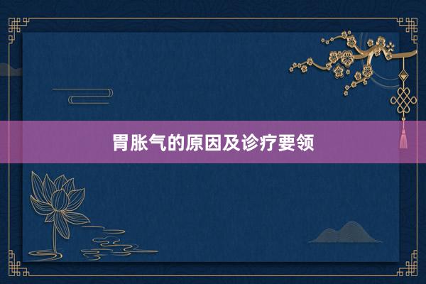 胃胀气的原因及诊疗要领